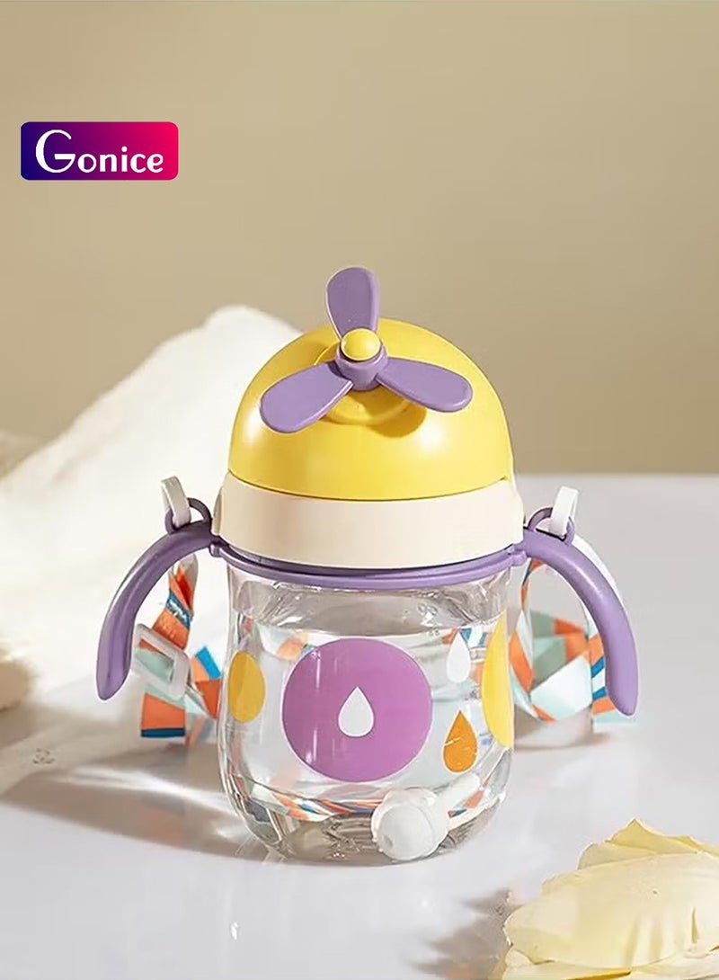 Gonice Baby Straw Bottle Toddler Water Bottle Sippy Cup for Baby 6-12 Months Baby Straw Cup Sipper Bottle for Kids with Handles 300ml (Purple) - Image 1