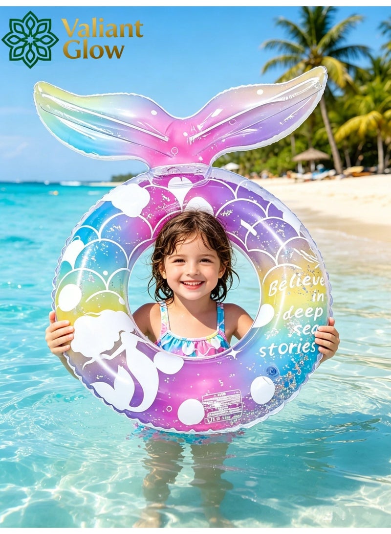 Valiant Glow Mermaid Pool Floats-Inflatable Swimming Ring for kids|Cute Pool Float Tube Decorations Swim Tubes|Outdoor Pool Beach Water Floats|Party Supplies Floaties（70 outer diameter） - Image 1