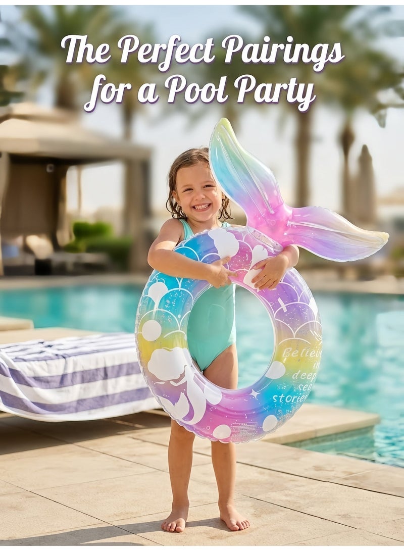 Valiant Glow Mermaid Pool Floats-Inflatable Swimming Ring for kids|Cute Pool Float Tube Decorations Swim Tubes|Outdoor Pool Beach Water Floats|Party Supplies Floaties（70 outer diameter） - Image 2