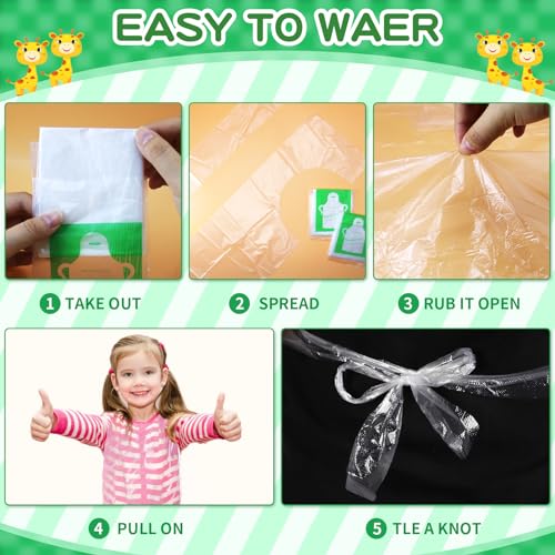 ETNRHP 100 Pieces Disposable Aprons Plastic Aprons for Kids Clear Smocks Disposable Waterproof Oil Proof Toddler Art Apron Children Cooking Apron for Painting Cooking Eating Teaching DIY Craft Picnic - Image 5