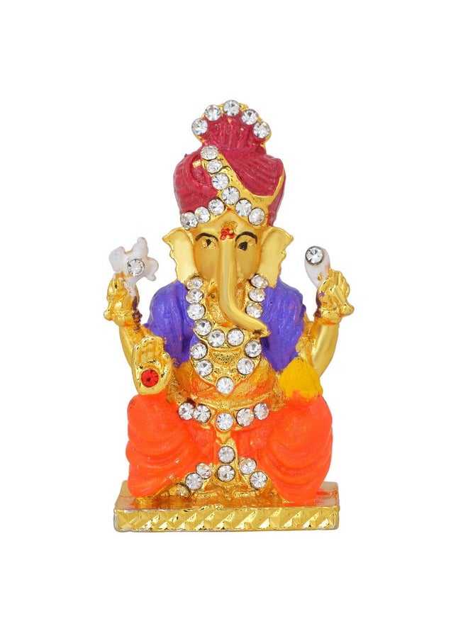 Memoir Memoir Brass CZ Seth Ganesh Ganpati Stand Idol Home Decor  - Image 1