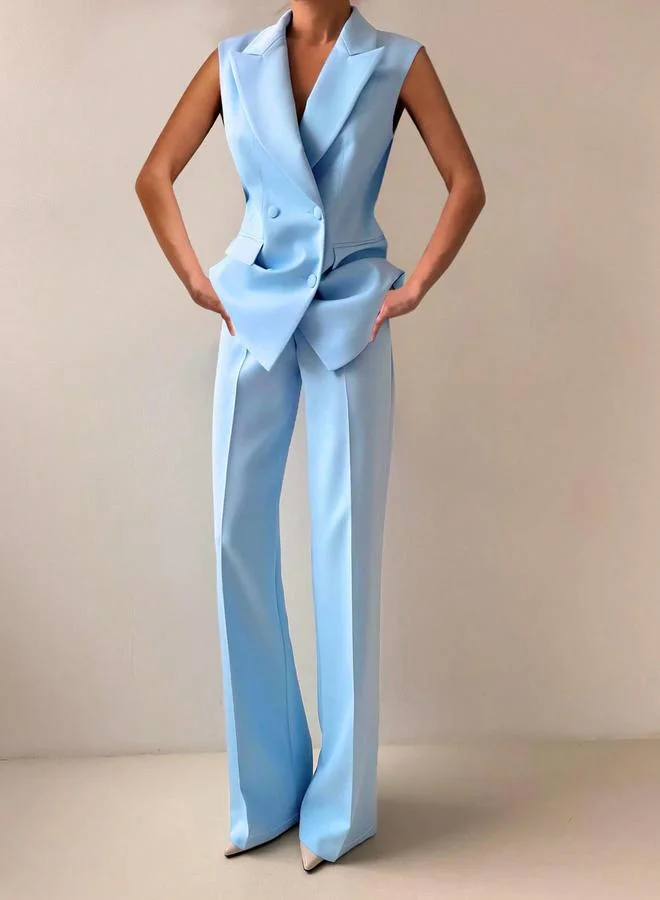 تايك تو Take Two Blue Tailored Waistcoat and Trousers Co-Ords