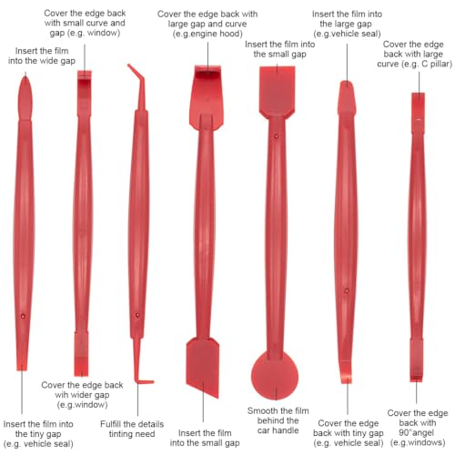STHIRA® Car Window Film Tint Tool Kit, Vinyl Wraps Application and Removal Tool Kit with 2 Pairs Gloves, Felt Squeegee, Scraper, Edge Trimmer, and Retractable Cutter for Car Wrap, Window Tint, Decal - Image 2