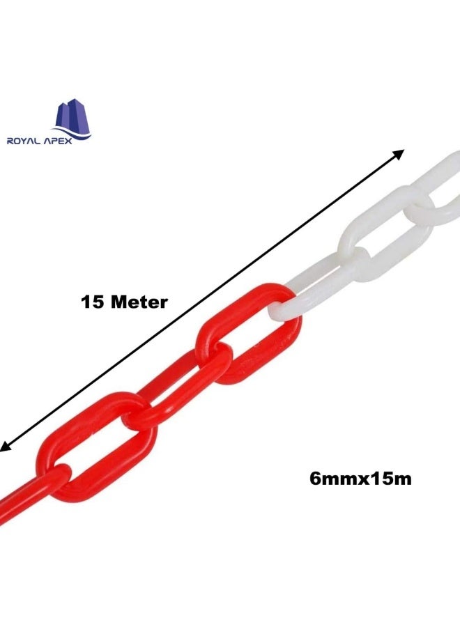 Royal Apex Multi-Purpose PVC Barrier Chain For Safety Parking Space, Decorative Garden Fence And Warehouse Caution Safe Barrier Etc… (6MMx15M Red & White) - Image 2
