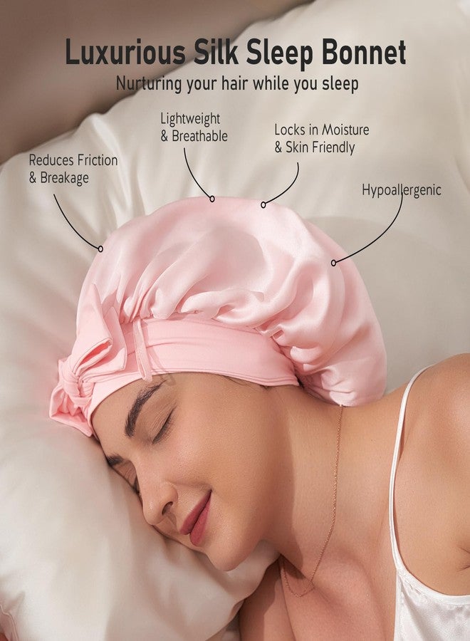 LitBear 100% Mulberry Silk Bonnet for Sleeping Women, 6A 22 Momme, Large Double-Layer Silk Hair Wrap with Tie Band, Non-Slip Turban, Includes Silk Scrunchie - Image 2