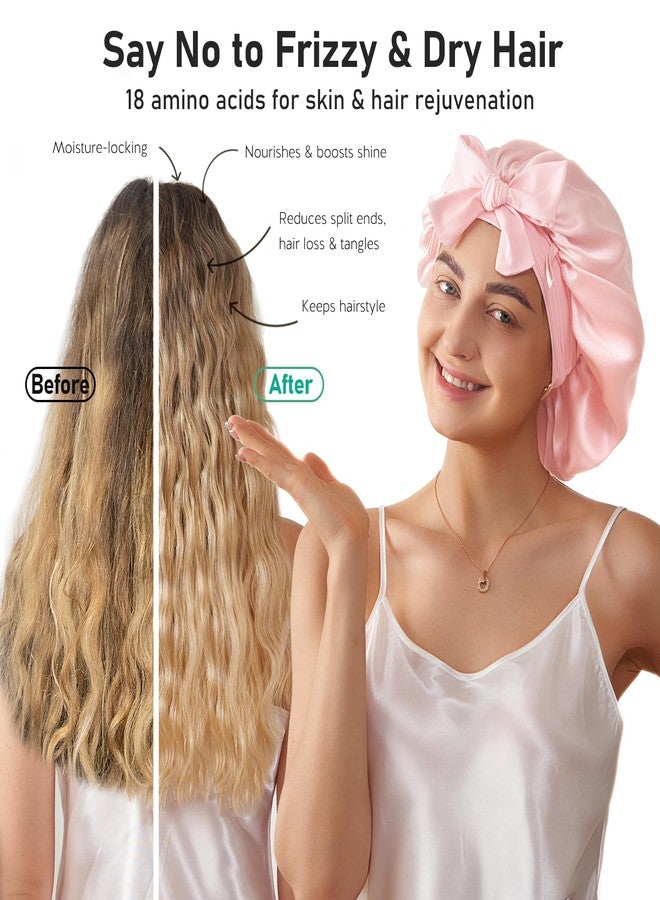 LitBear 100% Mulberry Silk Bonnet for Sleeping Women, 6A 22 Momme, Large Double-Layer Silk Hair Wrap with Tie Band, Non-Slip Turban, Includes Silk Scrunchie - Image 3