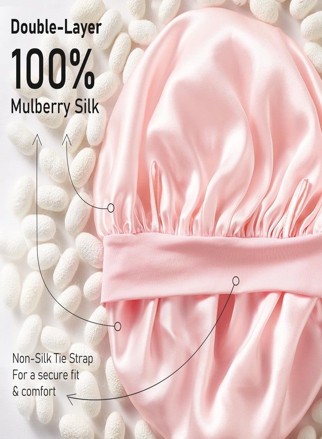 LitBear 100% Mulberry Silk Bonnet for Sleeping Women, 6A 22 Momme, Large Double-Layer Silk Hair Wrap with Tie Band, Non-Slip Turban, Includes Silk Scrunchie - Image 4