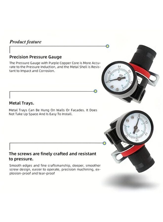 AR2000 Mini Air Pressure Regulator Kit With Precision Gauge Durable Metal Shell Easy Installation - Image 5