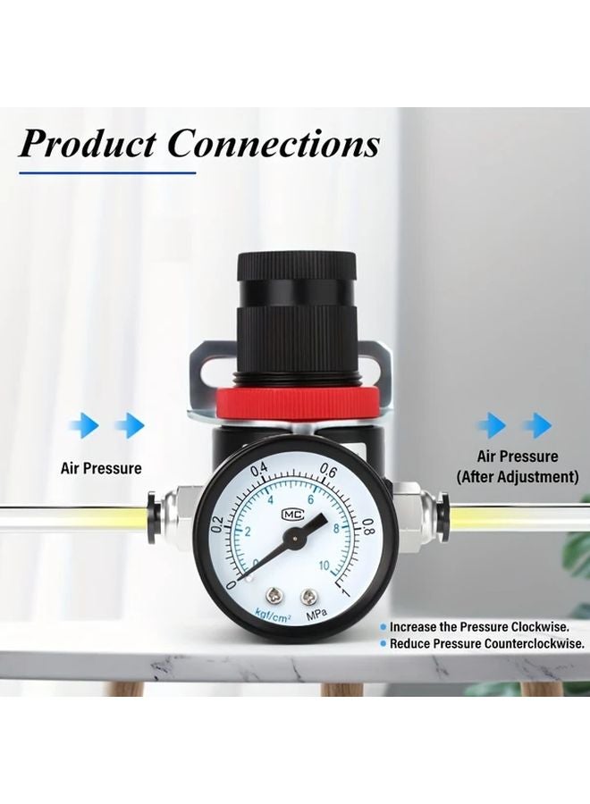 AR2000 Mini Air Pressure Regulator Kit With Precision Gauge Durable Metal Shell Easy Installation - Image 2