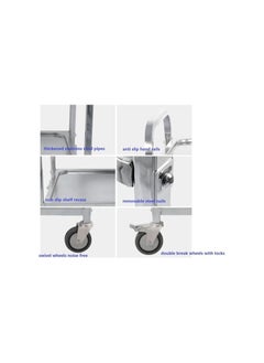 VINSTAR Stainless Steel Utility Cart, 3 Layers Large (95 x 50 x 95 cm) Commercial Heavy Duty Serving Trolley, Kitchen Service Trolley with 360°Rotation Wheels for for Hotel Restaurant Home  - Image 3
