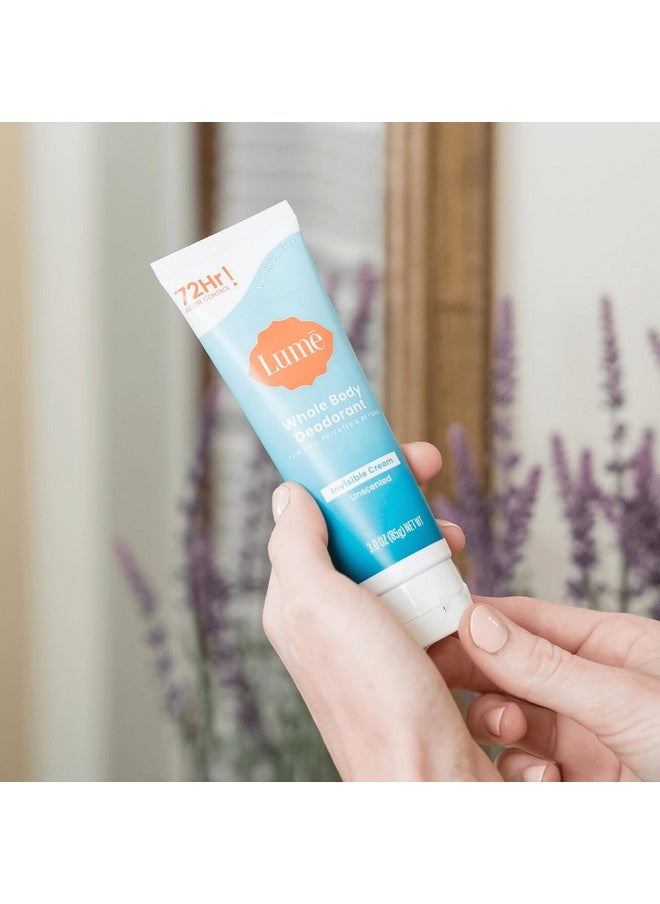 Lume - Lume Whole Body Deodorant - Invisible Cream Tube - 72 Hour Odor Control - Aluminum Free, Baking Soda Free, Skin Safe - 3.0 ounce (Unscented) - Image 1