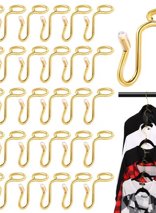25 Pieces Clothes Hanger Connector Hooks, Metal Hanger Extender Hooks Hanger Hooks For Velvet Hangers Plastic Wooden Closet Space Saving, Gold, 25 Pieces - pzsku/Z704A4822BF5D060E8E17Z/45/_/1698713854/75b3da9e-e53e-4b3f-9fa5-ce3c70782544