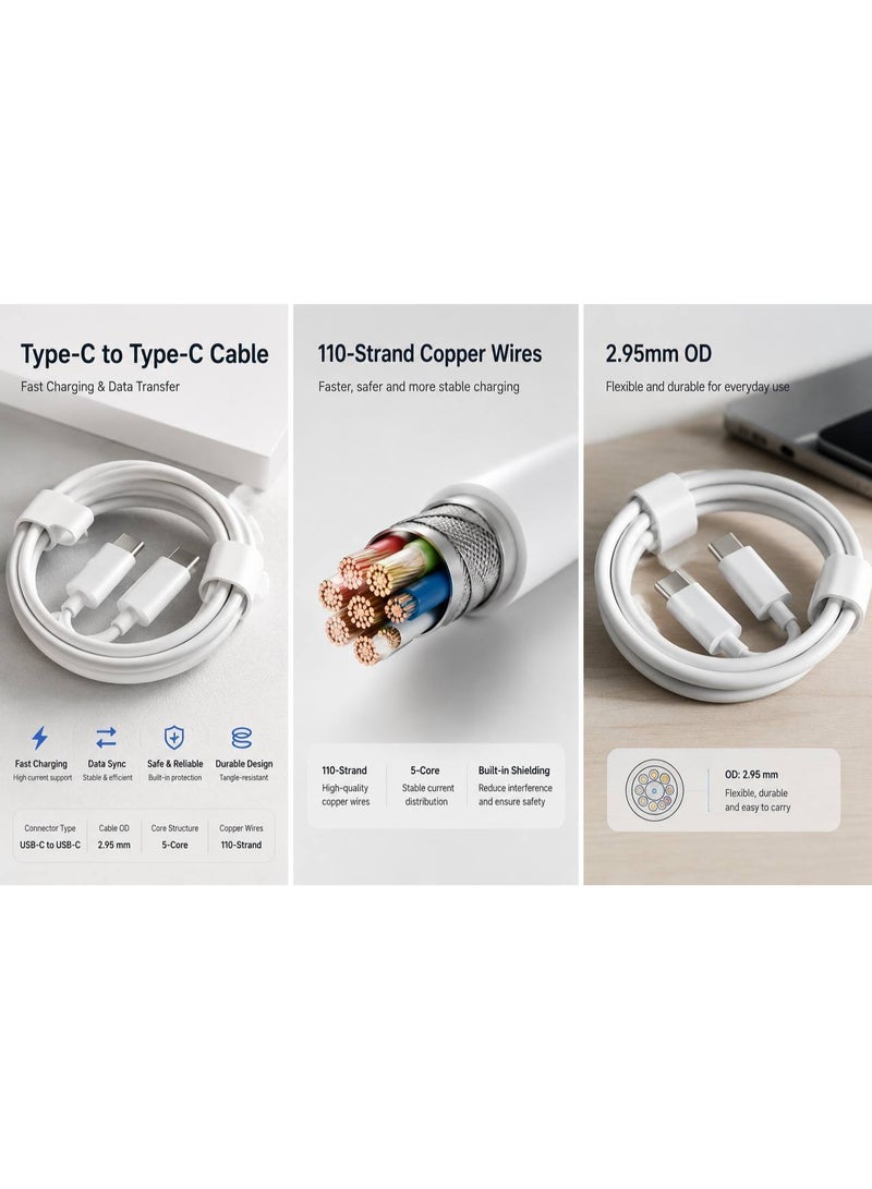 2K Type-C to Type-C cable, OD 2.95 mm, 110‑strand copper wires, 5‑core, fast‑charging data cable - Image 4