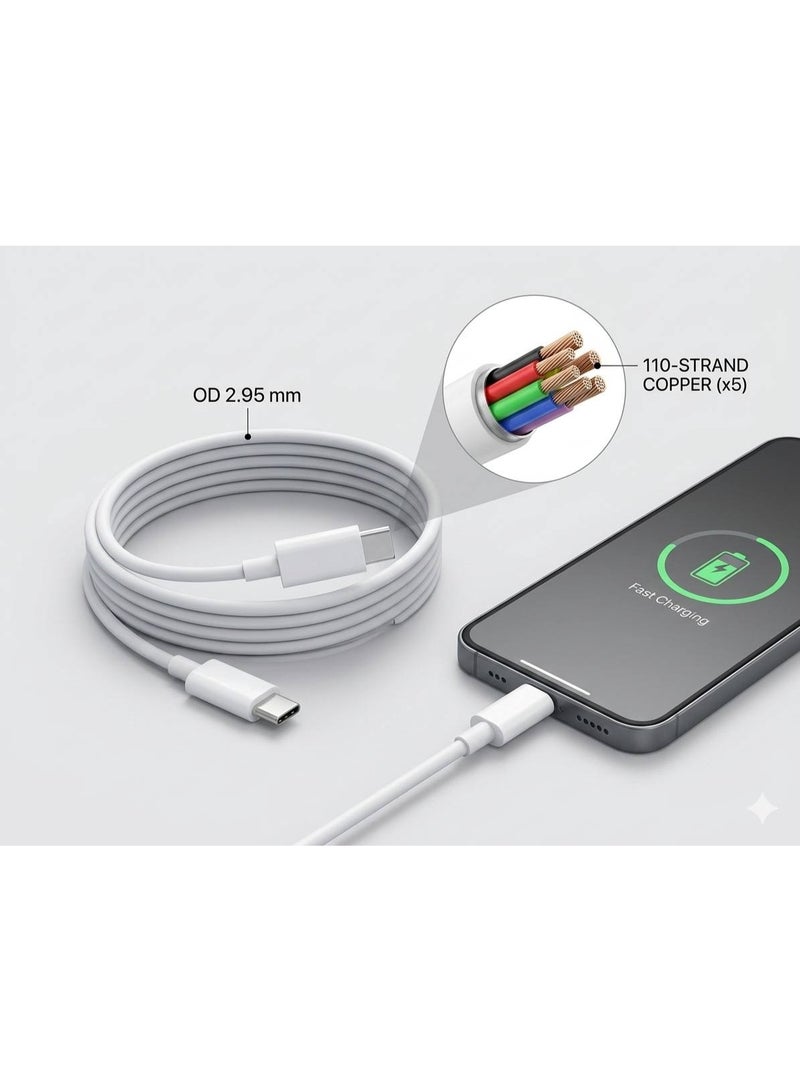 2K Type-C to Type-C cable, OD 2.95 mm, 110‑strand copper wires, 5‑core, fast‑charging data cable - Image 3