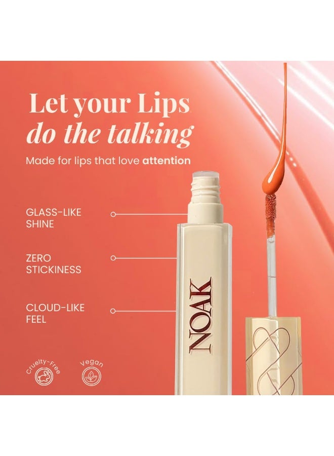 Noak Glass Shine Lip Gloss for Women | Hydrating & Non-Sticky Formula | High-Shine Glass Finish | Long-Lasting Comfort & Nourishment | 2ml (Satiin Sand) - Image 2
