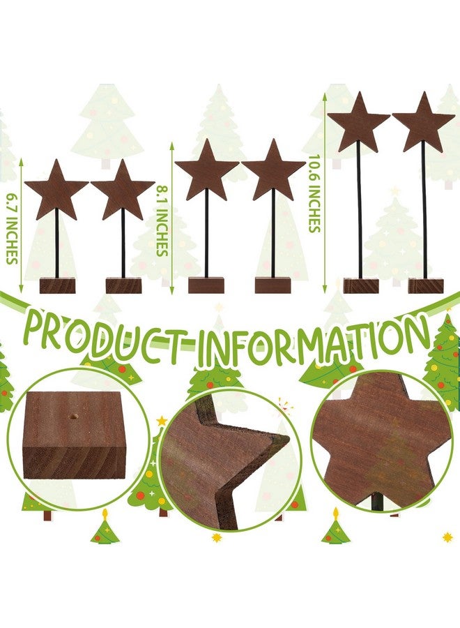 Shellwei 6 Pcs Neutral Christmas Star Centerpiece Rustic Neutral Christmas Table Decoration Wood Star Shaped Tabletop Boho Decoration for Holiday Farmhouse Decoration Bookshelf Entry Xmas Gift Party - Image 2