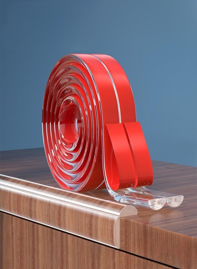 OLWICK 2 Meter Clear Self-Adhesive Countertop & Table Edge Protector - Transparent Oval-Shaped Spill/Impact Guard Strip for Desks, Kitchen Counters, Workbenches & Furniture, 15x15mm, Pack of 1 - Image 1