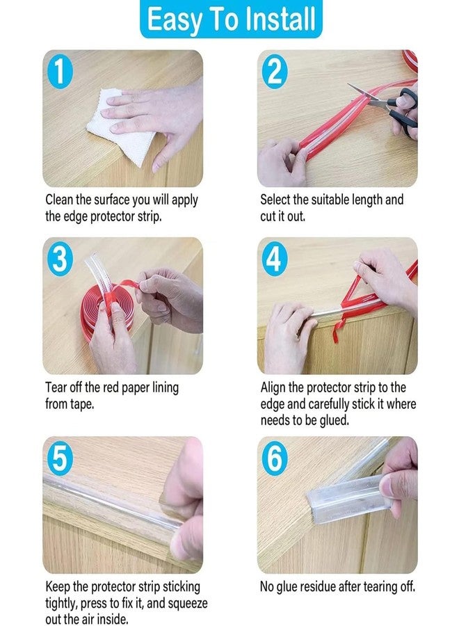 OLWICK 2 Meter Clear Self-Adhesive Countertop & Table Edge Protector - Transparent Oval-Shaped Spill/Impact Guard Strip for Desks, Kitchen Counters, Workbenches & Furniture, 15x15mm, Pack of 1 - Image 5