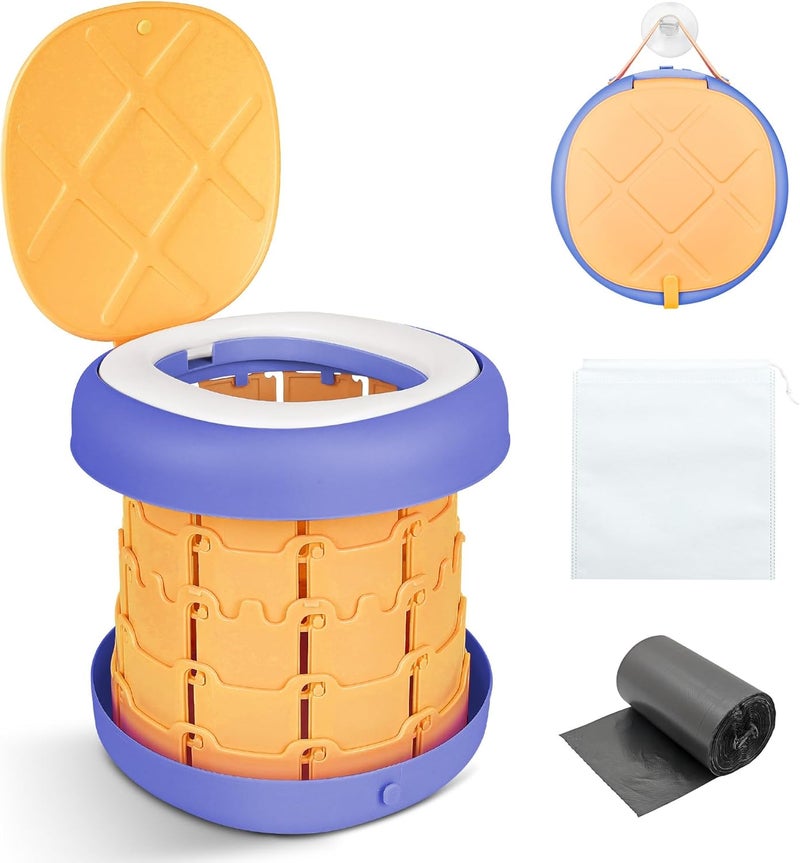 Inmorven Portable Toilet Camping Retractable Potty Adjustable Height Camp Potty for Adults Kids, Foldable Portable Toilet or Camping, Car, Travel, Boat, Beach, Tent and Emergency Use - S - Image 1