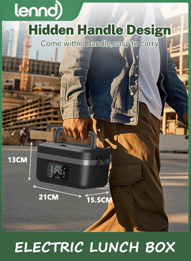 LENND Electric Lunch Box for Adults, 16000mAh Rechargeable Self-Heating Lunch Box Food Warmers with Timer & Adjustable Heating, 34oz/1L Container with Insulated Bag for Office Car Outdoor - Image 2