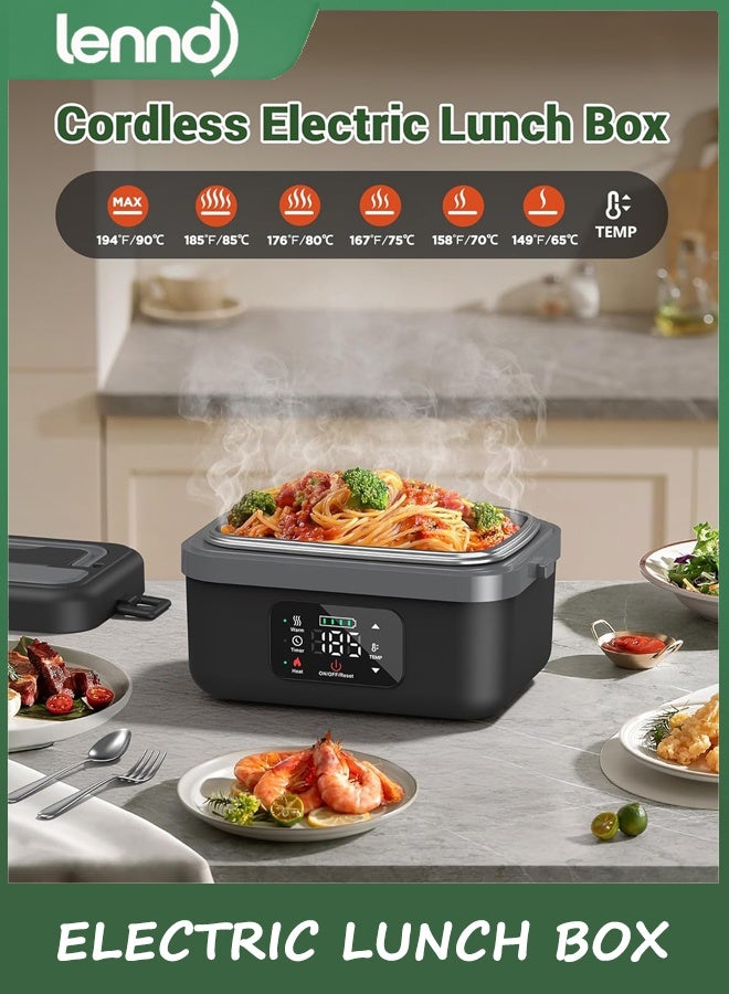 LENND Electric Lunch Box for Adults, 16000mAh Rechargeable Self-Heating Lunch Box Food Warmers with Timer & Adjustable Heating, 34oz/1L Container with Insulated Bag for Office Car Outdoor - Image 5