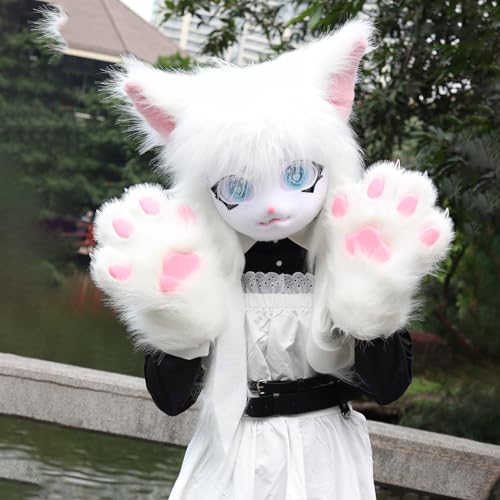 SMILETERNITY SMILETERNIT Animal Head Cat Fursuit Cut Mask Halloween Masquerade Cosplay Costume Props Darkblue - Image 2