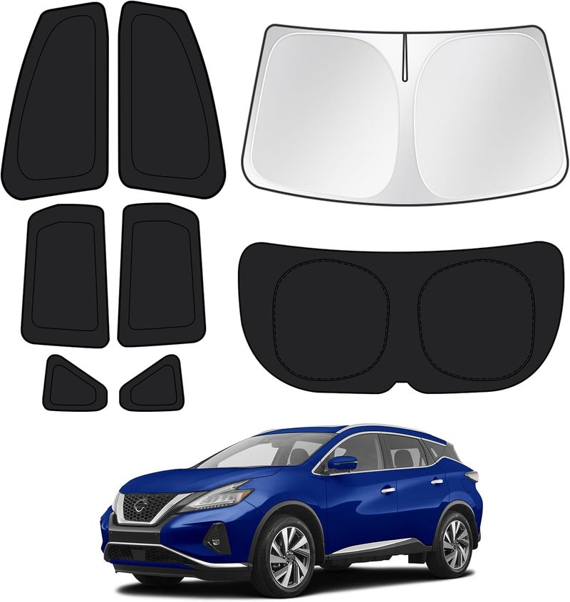 Canvcle Window Shades for 2015-2024 Nissan Murano Accessories Windshield Sun Shade Side Rear Window Covers Sunshade Sun Visor Shield Privacy Protection for Camping Keep Vehicle Cool Black 8PCS - Image 1