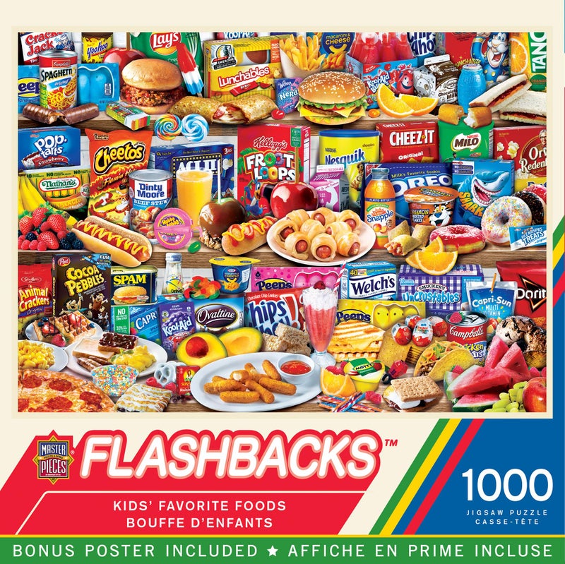 MasterPieces Kids Favorite Foods 1000-Piece Jigsaw Puzzle - Eco-Friendly Matte Finish - 19.25"x26.75" - Bonus Poster - Quality Guaranteed - Image 1