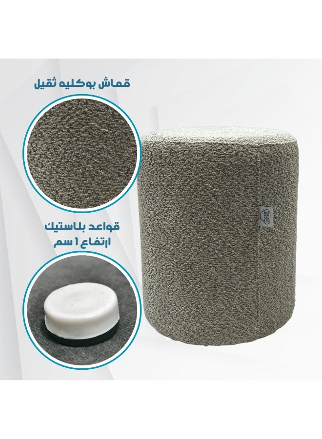 PixelsBeanBag Round Ottoman, Large, Bouclé Fabric, for Living Room and Bedroom - Image 3