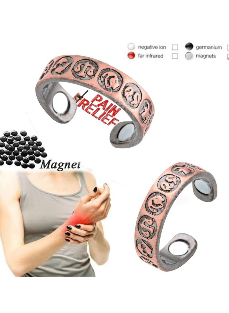 Generic 2 PCS Men Lymphatic Drainage Therapeutic Magnetic Ring, Magnetic Therapeutic Lymphcare Ring Blood Sugar Control Ring Blood Glucose Control Ring Elegant Copper Magnetic Ring Women Men Gifts (Rose Gold)  - Image 3