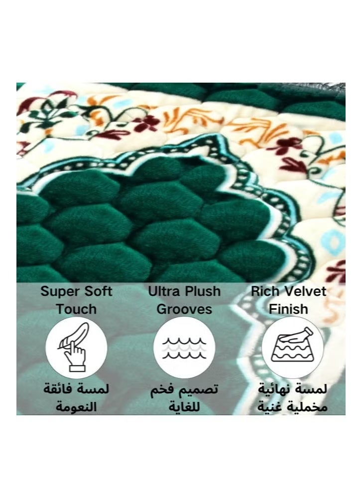 kangchoice Thick Padded Prayer Mat Set with Prayer Beads(Tasbih) - Portable Folding Extra Large Prayer Carpet for Home/Travel - Non-slip Janamaz Rug - Ideal Gift for Ramadan, Eid, Hajj, Umrah & Daily Salah - Image 2