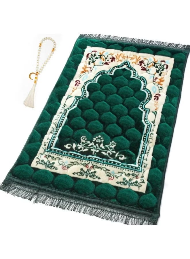 kangchoice Thick Padded Prayer Mat Set with Prayer Beads(Tasbih) - Portable Folding Extra Large Prayer Carpet for Home/Travel - Non-slip Janamaz Rug - Ideal Gift for Ramadan, Eid, Hajj, Umrah & Daily Salah - Image 4