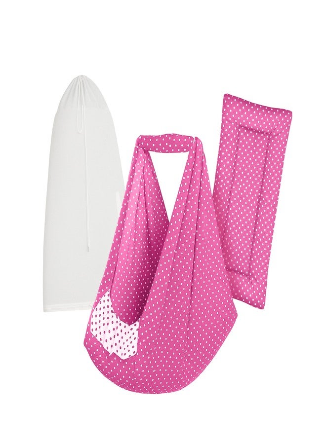 beetot Baby Cradle Set Swing/Jhula (Thottil Cloth, Palna, Dolna) | Hanging Cradle Cloth with Removable Bed and Mosquito Net | Up to 15 kg | CRA-Dark Pink Dot - Image 1