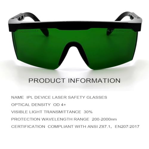 FreeMascot IPL 200nm-2000nm Laser Safety Glasses for Laser Hair Removal Treatment and Laser Cosmetology Operator Eye Protection with Case (Green) - Image 5