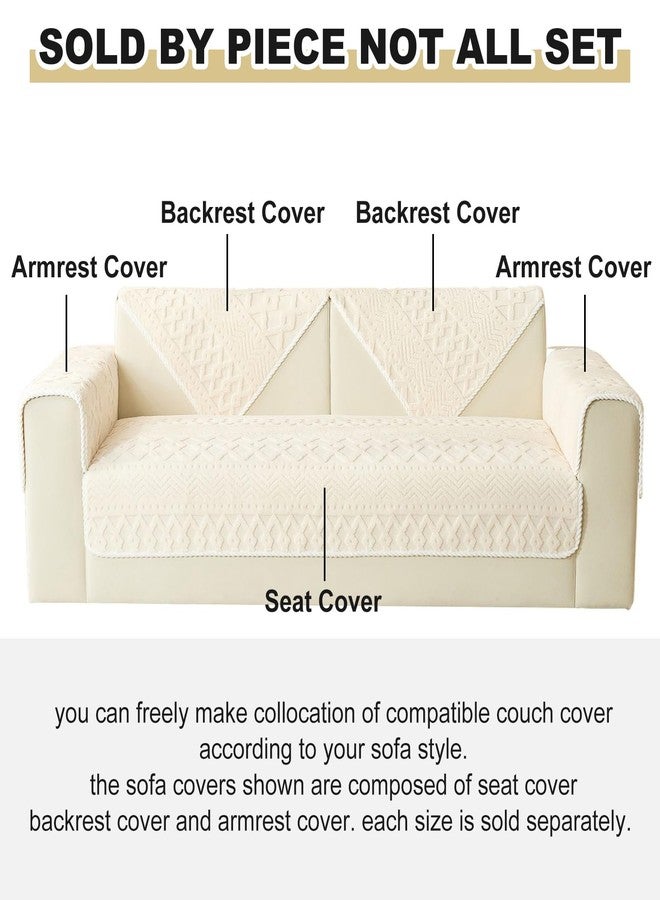 vctops Boho Jacquard Plush Sofa Cover Fluffy Fuzzy Couch Cover for Dogs Soft Cozy Non Slip Sectional Sofa Slipcover Washable Furniture Protector for Kids, Pets (Cream,28"x28") - Image 2