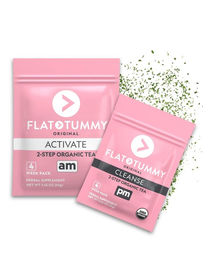 Flat Tummy Tea شاي البطن المسطح - برنامج من خطوتين لمدة 4 أسابيع - شاي ديتوكس لزيادة الطاقة وتقليل الانتفاخ* - تطهير طبيعي بالكامل مع الشاي الأخضر، بلسم الليمون، الهندباء، الشمر، والمزيد - دعم الهضم - Image 1