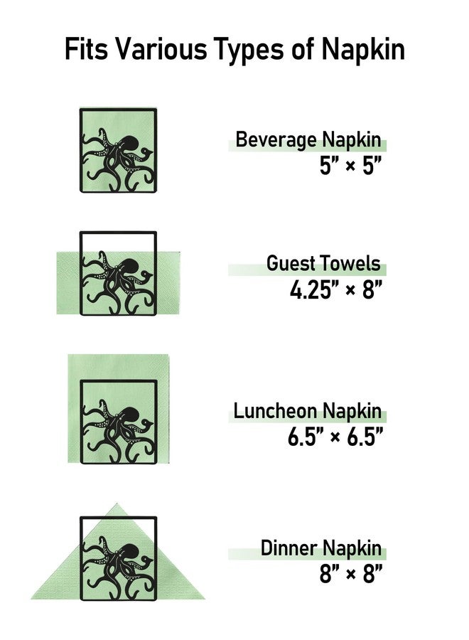 Wigag Octopus Napkin Holder for Table Countertops, Matte Black Decorative Standing Napkin Dispenser for Kitchen Dining Outdoor, Farmhouse Metal Paper Cocktail Napkin Storage Holder - Image 3