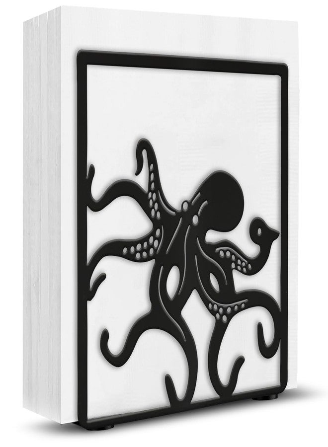 Wigag Octopus Napkin Holder for Table Countertops, Matte Black Decorative Standing Napkin Dispenser for Kitchen Dining Outdoor, Farmhouse Metal Paper Cocktail Napkin Storage Holder - Image 1