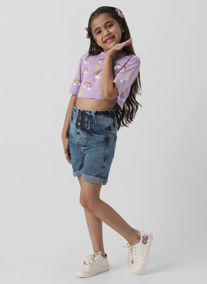 Nautinati  Nautinati Girls Cotton Combo Set of Crop Top and Denim Shorts for Women | Best Price UAE