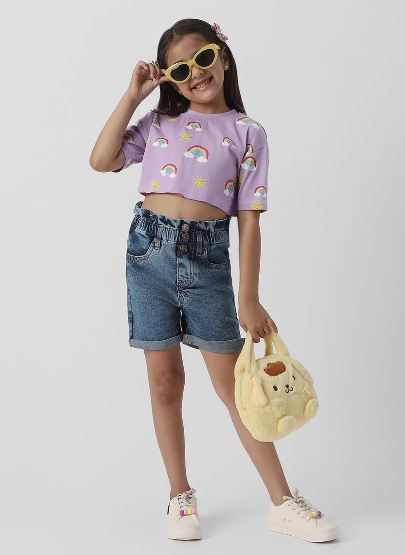 Nautinati  Nautinati Girls Cotton Combo Set of Crop Top and Denim Shorts for Women | Best Price UAE