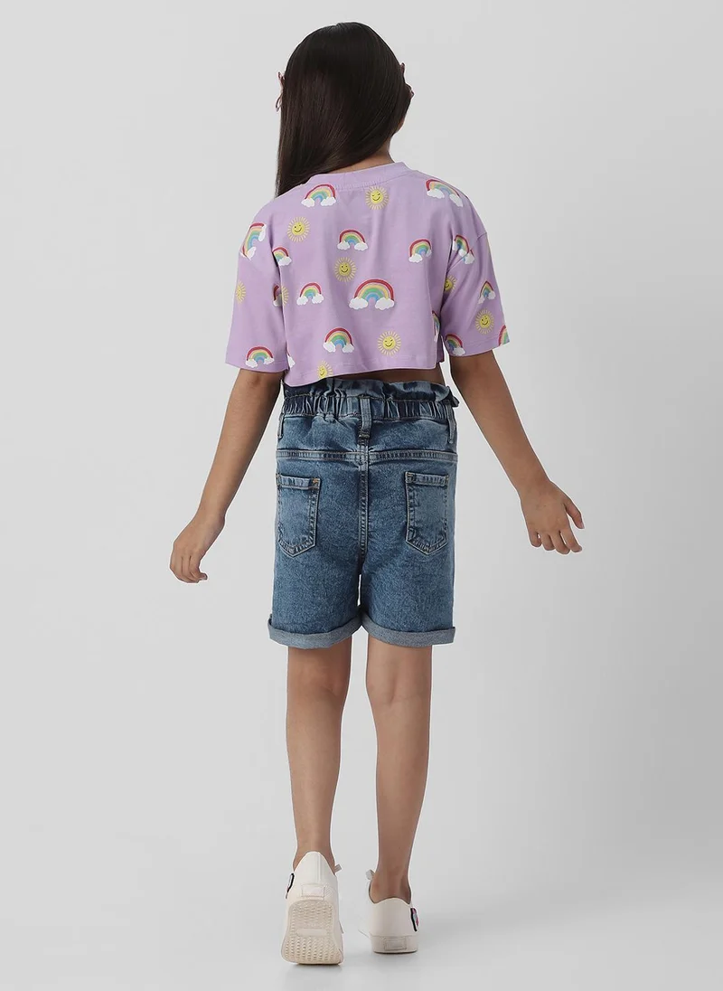 Nautinati  Nautinati Girls Cotton Combo Set of Crop Top and Denim Shorts for Women | Best Price UAE
