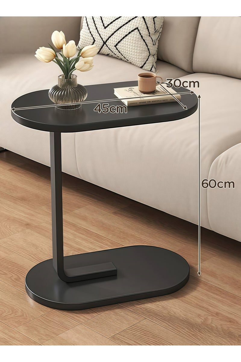 ليشا طاولة جانبية على شكل حرف C، طاولة جانبية للأريكة والسرير، طاولة جانبية صغيرة، طاولة تلفزيون للمساحات الصغيرة، غرفة المعيشة، غرفة النوم، طاولة وجبات خفيفة ريفية - Image 5