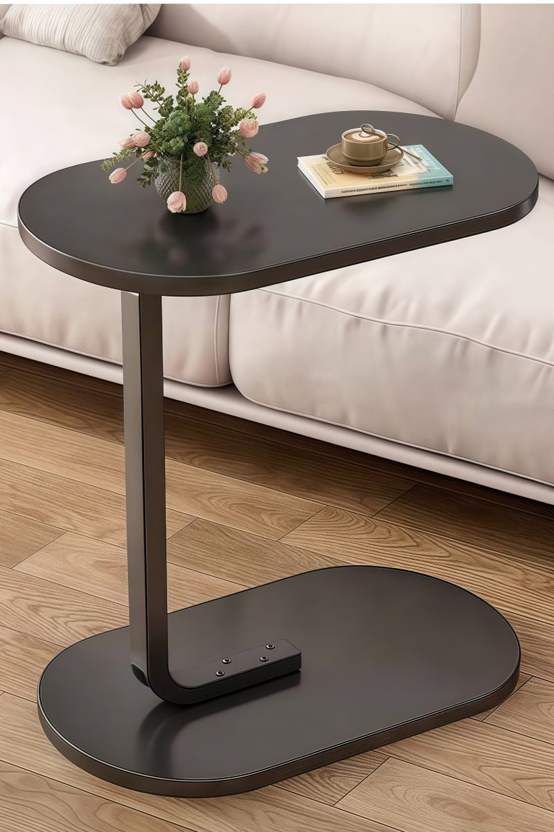 ليشا طاولة جانبية على شكل حرف C، طاولة جانبية للأريكة والسرير، طاولة جانبية صغيرة، طاولة تلفزيون للمساحات الصغيرة، غرفة المعيشة، غرفة النوم، طاولة وجبات خفيفة ريفية - Image 1