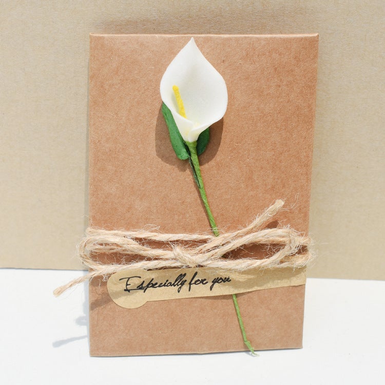 Creative Diy Vintage Kraft Paper Small Dried Flower Greeting Card Teacher Mother'S Day Greeting Card Birthday Valentine'S Day Card - Image 1
