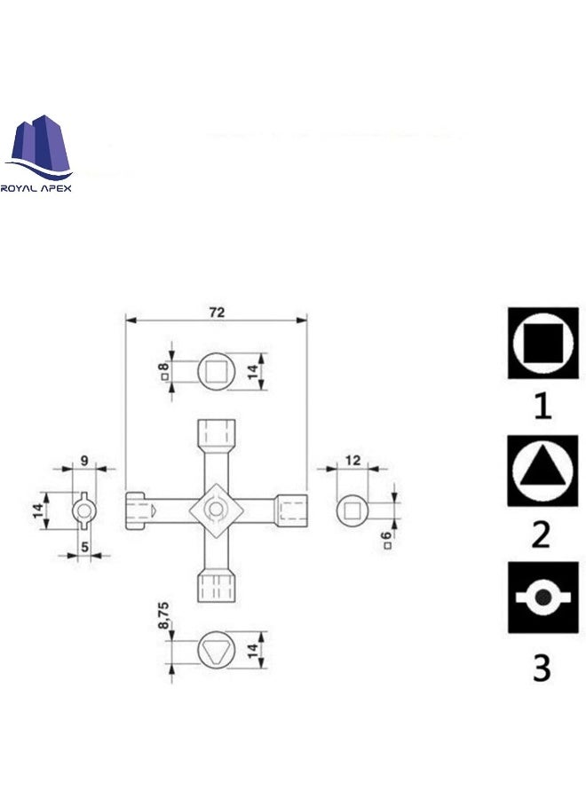 Royal Apex مفتاح صليبي صغير متعدد الوظائف من سبائك الألمنيوم - Image 2