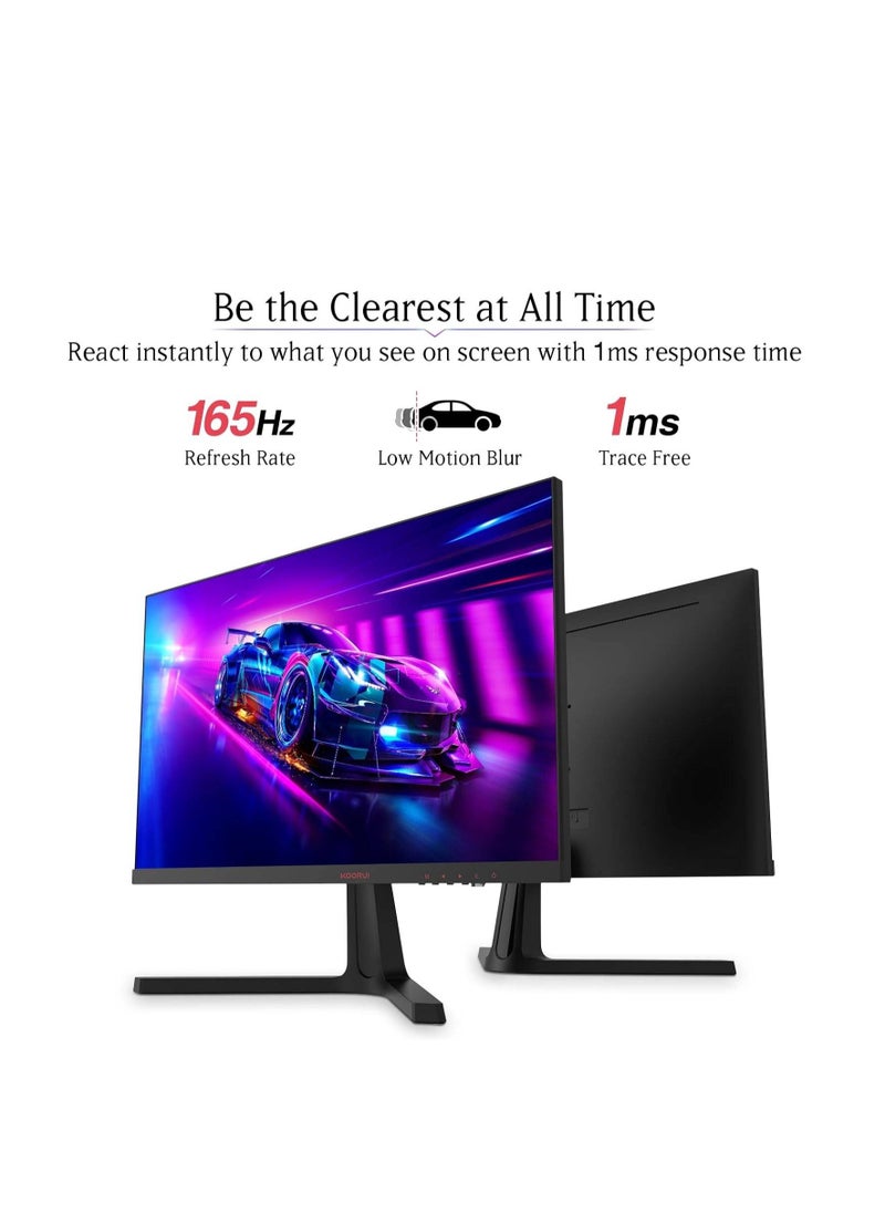 KOORUI - Koorui 24E4 Gaming Monitor, 24" FHD VA Display, 165Hz Refresh Rate, 16 9 Aspect Ratio, 1ms (MPRT) Response Time, AdaptiveSync technology, 85% DCI-P3 Color Gamut, VESA Compatible, Black | 24E4 - Image 1