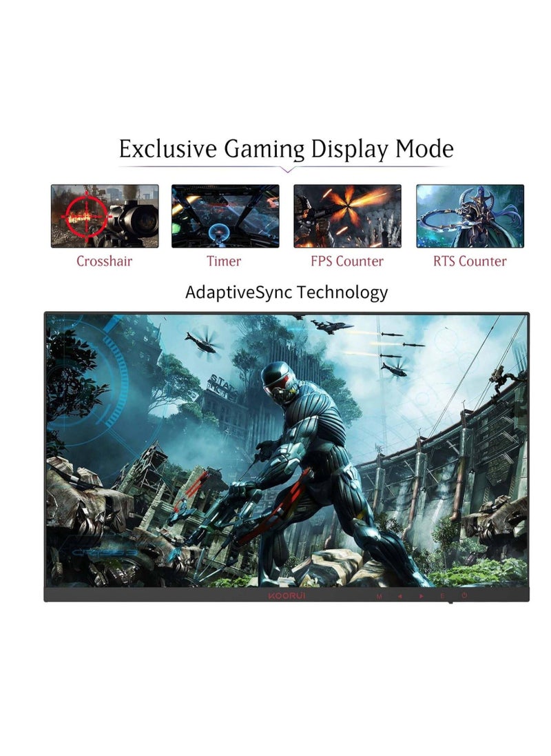 KOORUI - Koorui 24E4 Gaming Monitor, 24" FHD VA Display, 165Hz Refresh Rate, 16 9 Aspect Ratio, 1ms (MPRT) Response Time, AdaptiveSync technology, 85% DCI-P3 Color Gamut, VESA Compatible, Black | 24E4 - Image 1