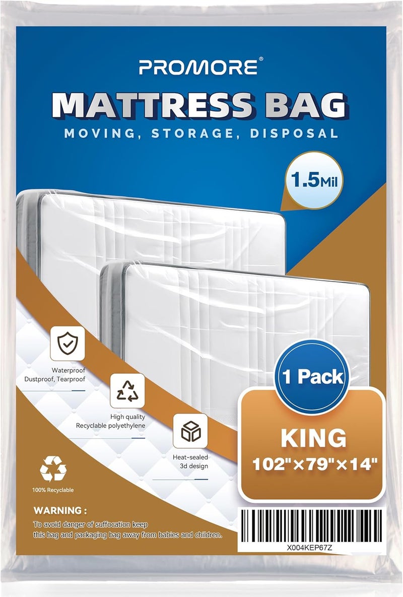PROMORE Super King Size Mattress Cover for Moving, Storage - Mattress Bags for Moving and Transport, Mattress Protector Storage Bag - Strong, Reusable, Tearproof, Waterproof, Anti-dust - Image 1