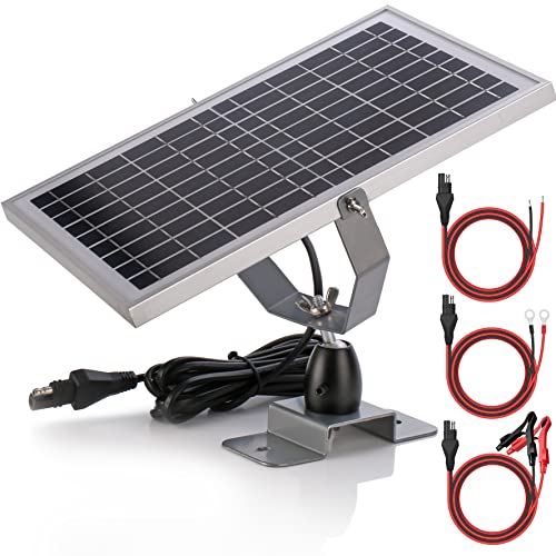 SUNER POWER 10W 12V Solar Battery Charger Maintainer, Built-in Smart MPPT Charge Controller, Adjustable Mount Bracket, Waterproof 10 Watt Solar Panel Kits for Car Automotive Boat Marine RV Trailer - Image 1