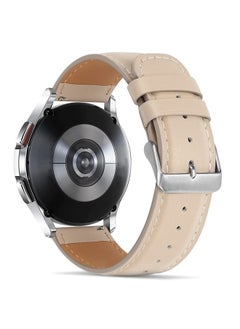 Tasikar 20mm Leather Bands Compatible with Samsung Galaxy Watch 6/5/4 Band/Watch 6 Classic 43mm 47mm/Watch 5 Pro Band, Genuine Leather Strap Bracelet for Galaxy Watch 4 Classic/Watch 3, Starlight  - Image 1
